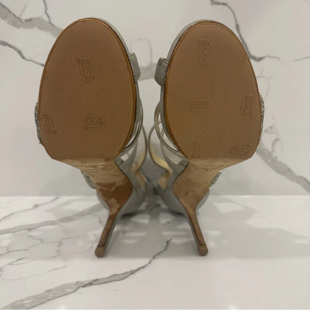 Jimmy Choo Authentic Designer Glittering Silver High Heels - Picture 16 of 16